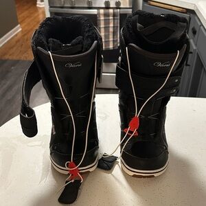 Vans Black Snowboard Boots with Red Accents